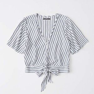 Abercrombie Striped Tie-front V-neck blouse